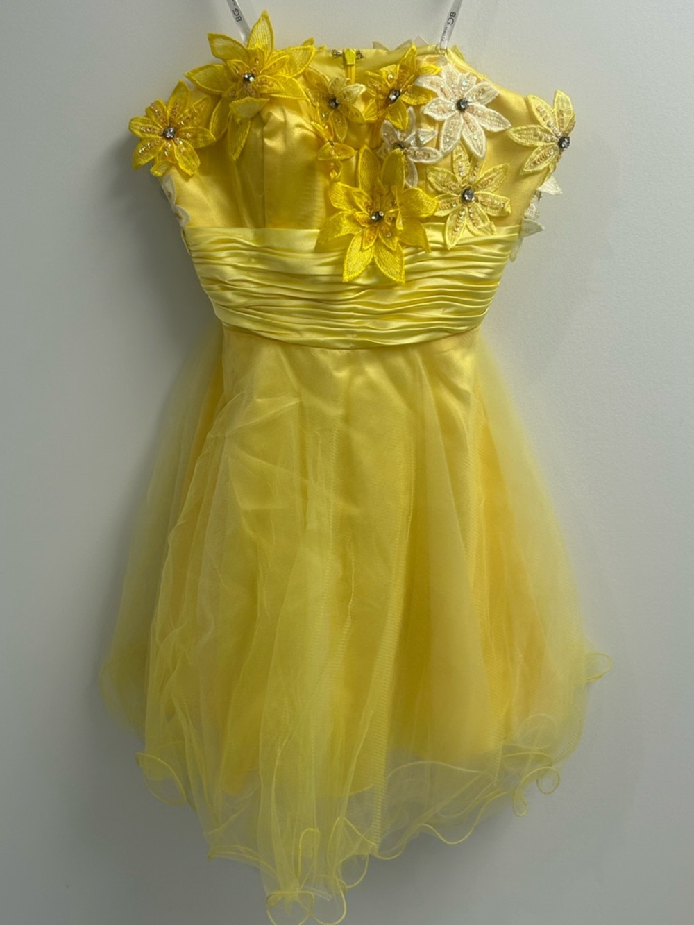 Yellow Floral Tulle Party Dress